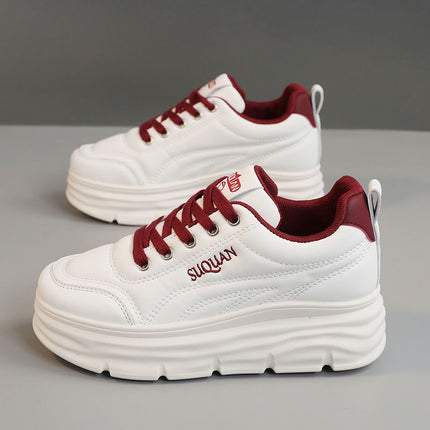W3685 New Pure Color 2025 Summer White Shoes Thick Sole Inner Heightening Wear-Resistant Casual Shoes Student Sneakers