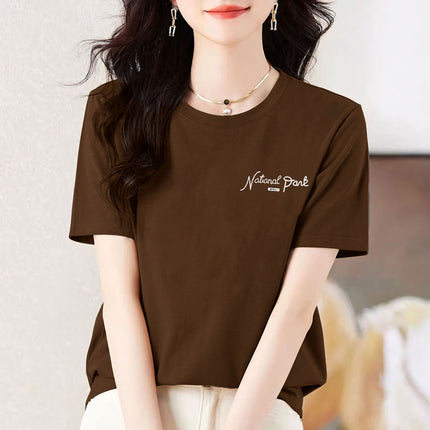 pea green Cotton Short-sleeved T-shirt Women's Colorful Multi-color Optional Summer New All-match Age-reducing Western-style Loose Top