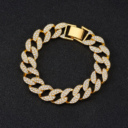 European and American jewelry popular Cuban chain necklace fashion hip hop necklace factory wholesale with diamond Cuban chain foreign trade exclusive