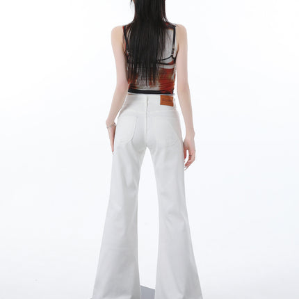 White Stretch Low Waist Weak Jeans Spring New Slim No-Leg Slim Fit Horn Mop Pants