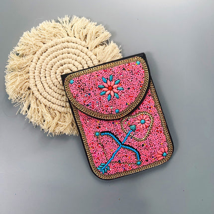 Bohemian Women's Mobile Phone Bag Xinjiang Inner Mongolia Yunnan Travel Souvenir Retro Heavy Industry Rice Bead Shoulder Bag