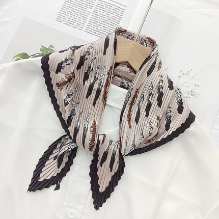 New wrinkled small square scarf female Korean imitation silk printed wrinkled small scarf Joker scarf decorative scarf wholesale