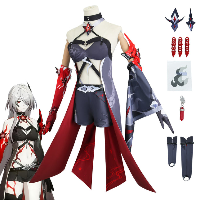 Collapse Star Dome Railway Yellow Spring cos Clothing Red Yellow Spring Two-Form cos Clothing Animation Game Role-Playing Clothing suit