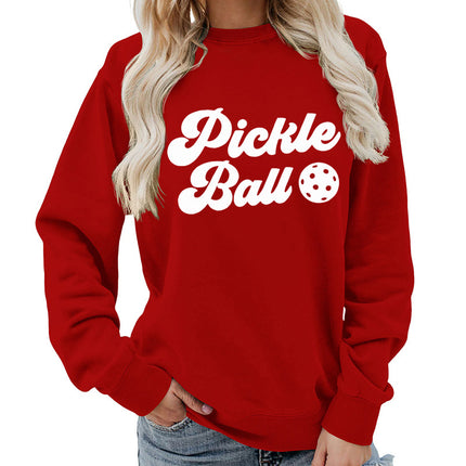 Pickle ball Printed Round Neck Women's Top Sweatshirt Foreign Trade Supply Autumn and Winter Coat Casual Loose European Size