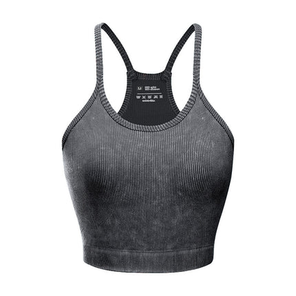 Cross-border Lulu Sports Underwear Washed Vest Naked Yoga Bra Women's Summer Comfortable Quick-drying All-match