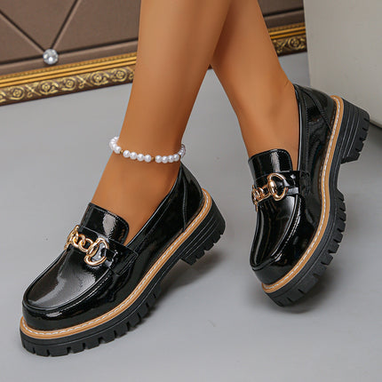 Cross-Border Export Women's Fashionable and Versatile Slip-On Shoes 2025 Spring & Fall New Style Lightweight and Comfortable Thick Heel Loafers