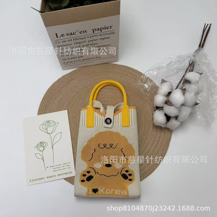 Girl's Heart-Shaped Knitted Crossbody Bag