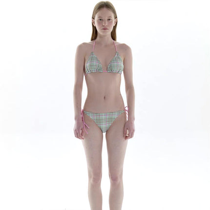 Manufacturer's New Japanese-Style Plaid Small Bust Sexy Two-Piece Bikini Swimsuit Beach Vacation Retro Bikini