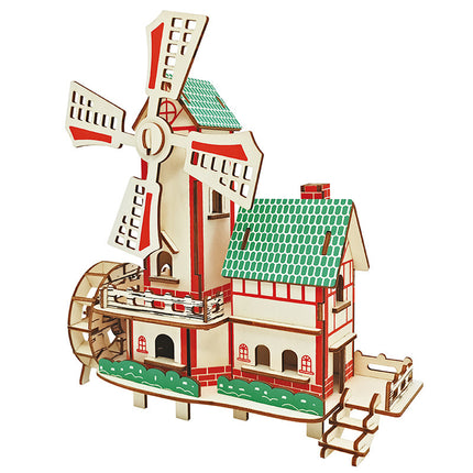 Wooden 3d 3d puzzle assembled building model youth diy style cottage educational toy small Western House
