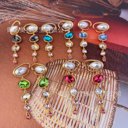 Oscar European and American style exaggerated retro long earrings women's temperament fashion high-end light luxury S925 silver pin earrings