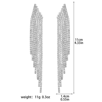 Fashion Versatile Long Tassel Earrings for Women, Super Shiny Full Diamond Niche Style, High-End Luxury Party Earrings, Exquisite