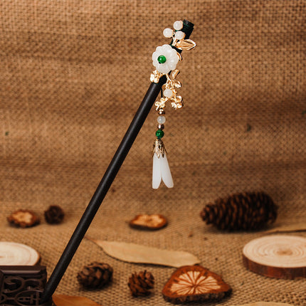 Antique Hairpin Tassel Step Wooden Hairpin Imitation Ebony Headwear Disc Hair Han Clothes Accessories Hair-pulled Ancient Clothes Hair Women