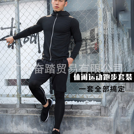 Men's Sports Sweatshirt Jacket Elastic Zipper Reflective Sports Running Fitness Clothes Tight Jacket Quick-drying Breathable Autumn and Winter