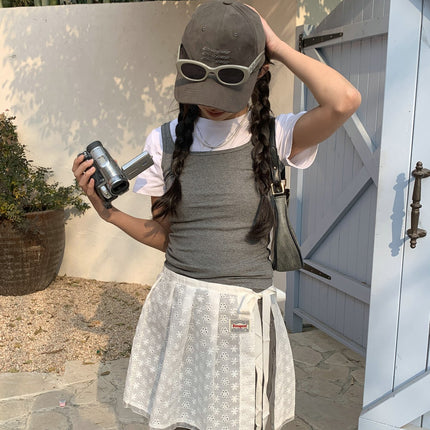 Lace-Up Lace Gauze Skirt Niche Strap Design Spice Girl Matching Apron Skirt Fart Curtain Outer Skirt