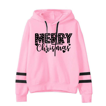 Foreign trade cross-border supply Christmas merry Christmas printed striped parallel bars hoodie men's and women's European size