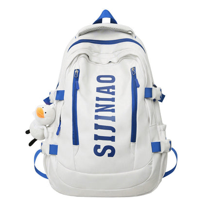 New Backpack Women's Junior Senior high school College Student Schoolbag Large Capacity Casual Couple's Double Back with Pendant for Travel