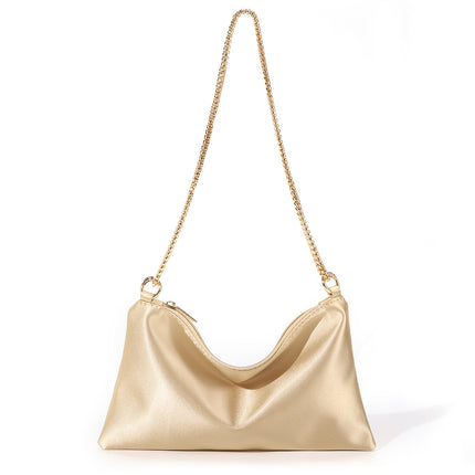 Amazon Cross-border Satin Artificial Silk Satin Women's Niche Simple Chain Armpit Square Bag Party Dinner Bag