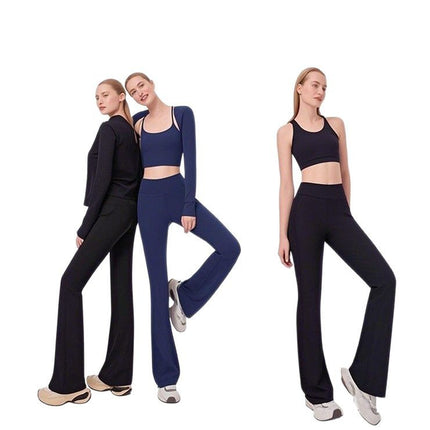 Micro-Flared Yoga Pants, Sports Fitness Nude Pants, High-Waisted Butt-Lifting Tights, Peach Butt Pilates Sports Flared Pants