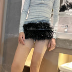 Imitation fur black fur belt air eye / 110cm