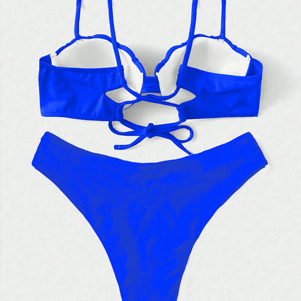 2024 new split strap swimsuit cross-border European and American Foreign trade printed bikini swimsuit sexy female bikini