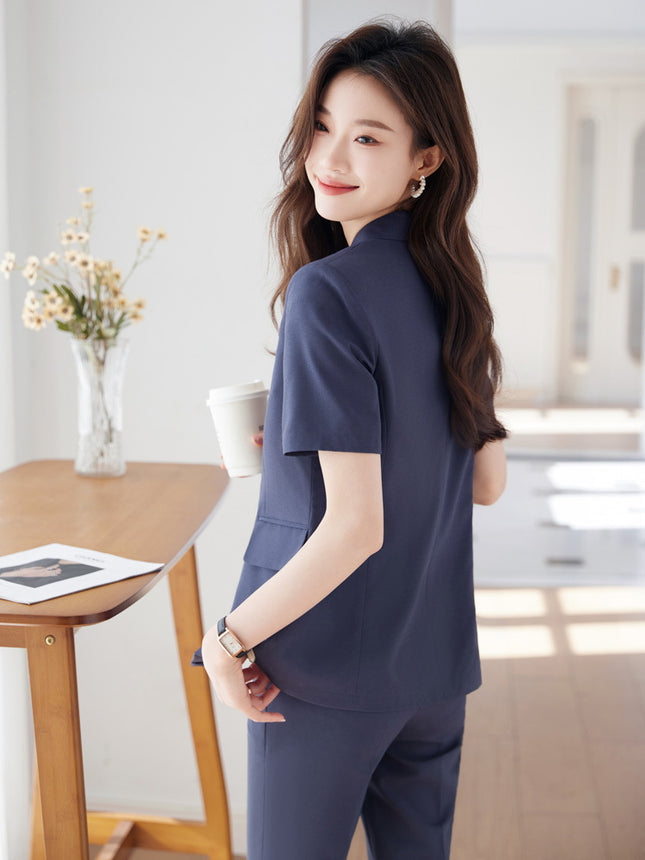Professional Suit suit Women's Dress Temperament Slim Summer OL Commuter Tooling Hotel Front Desk Jewelry Store Work Clothes