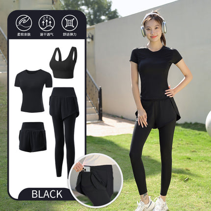 Yoga Clothing Suit for Women 2025 New Flesh-Covering Running Suit for Women Morning Running Sports Fitness Quick-Drying Clothing Wholesale