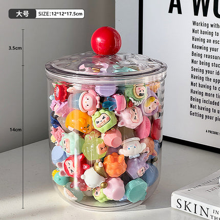 Cute Storage Can Transparent Dustproof Small Hand-held Greedy Baby Mini Bubble Mart Lego Storage Box