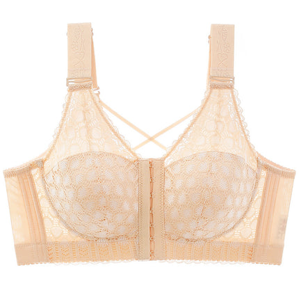 Front Buckle Underwear Women's chubby girl 150.00kg Full Cup Thin Large Chest Showy Small Bust Anti-Sagging Bra