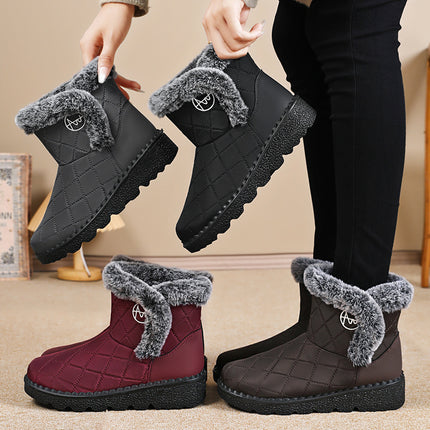 Women's Cotton Shoes New Cold-Proof and Warm High Boots Fleece-Lined Thickeneded Boots High-Top Soft-Soled Cotton Boots Outdoor Snow Boots