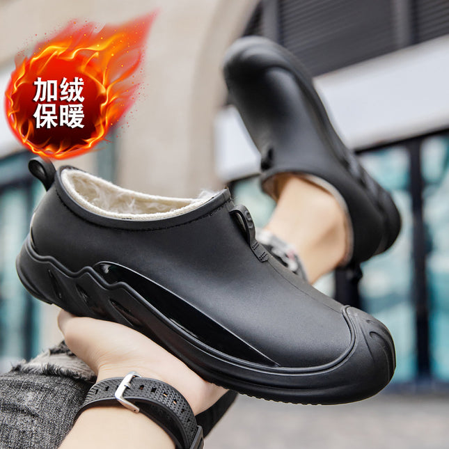 Foreign Trade Rain Boots Men's Fashionable Low-Top Water Shoes Kitchen Work Non-Slip Waterproof Rubber Shoes Fishing Autumn and Winter Fleece-Lined Short Rain Boots