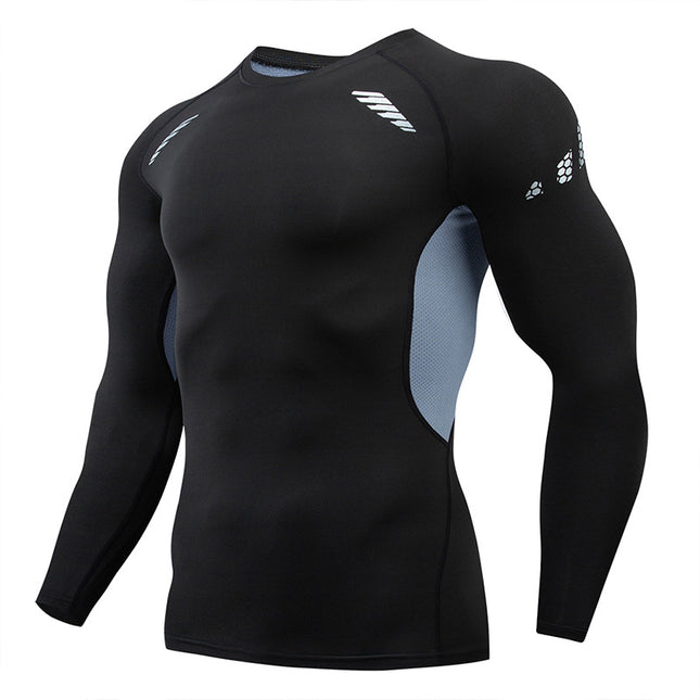 2025 new in stock quick-drying breathable outdoor running sports compression tight fitness training printed long sleeve top