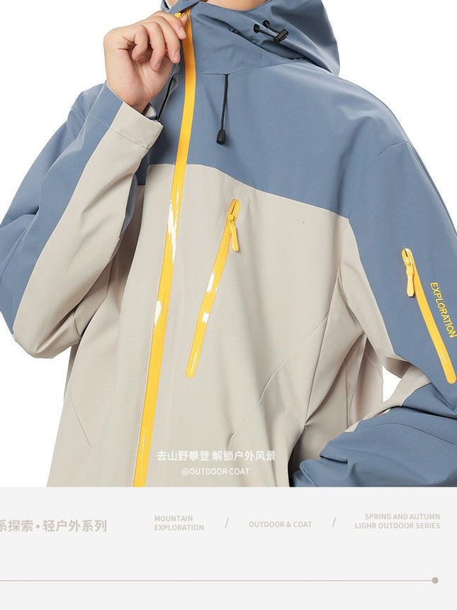 Bird's Nest Style Spring and Autumn Outdoor Jacket for Men, Windproof and Waterproof Mountaineering Jacket, Couple's Hiking Clothing