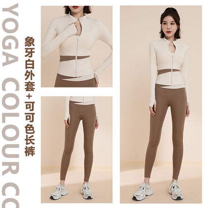 Sports Suit for Women, Autum 2026 Model, Slim Fit, Slimming Yoga Jacket, Outdoor Training, Running, Elegant Fitness Clothing