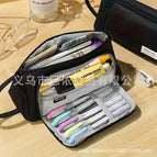 Oxford cloth triangle pencil case [black]