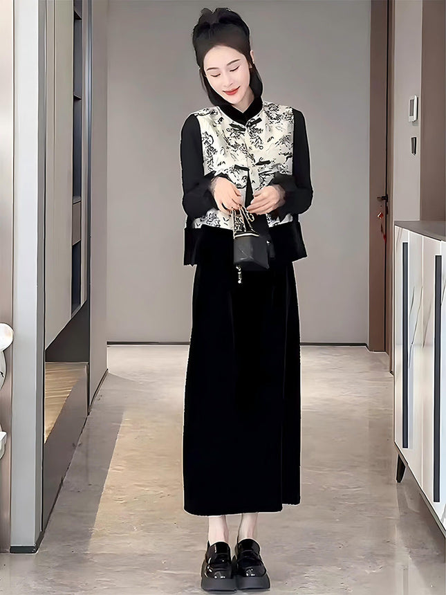 Velvet Skirt Women's Thickened Autumn and Winter 2024 New Style Hip-Hugging Skirt Mid-Length High-Waisted Straight Skirt Mid-Length Skirt