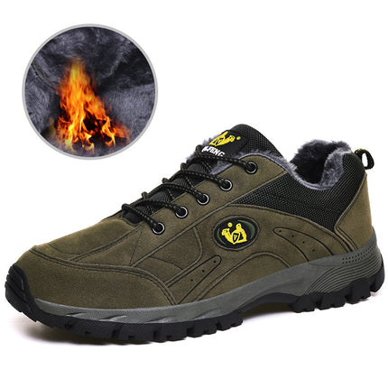 Winter Mountaineering Shoes Men's Casual Sports Non-slip Fleece-lined Warm Cotton Shoes Cross-border Large-size Travel Shoes Outdoor Trendy Shoes