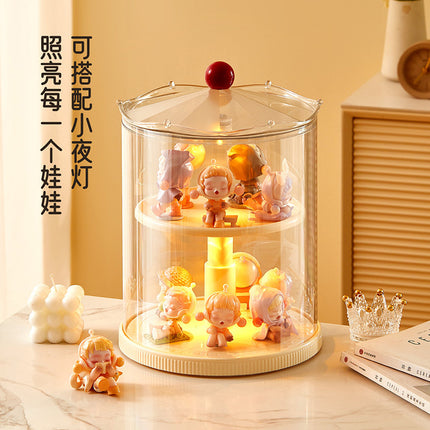 Household Blind Box Storage Display Rack Rotatable Lifting Bubble Mart Display Box Transparent Hand Dustproof Storage Box
