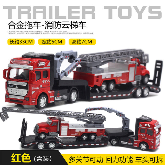 Alloy Pull-Back Trailer Truck Toy Fire Military Engineering City Container American Transporter 45 Styles Kids Wholesale / Camion Remorque Alliage Pull-Back Jouet Pompier Militaire Génie Urbain Container Américain Transporteur 45 Styles Enfant Gros