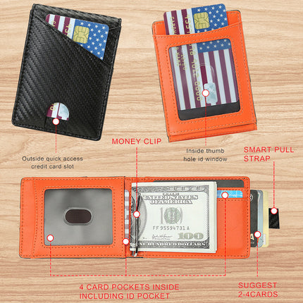 Amazon ultra-fiber leather gold clip wallet foreign trade carbon fiber wallet men's wallet wallet business wallet