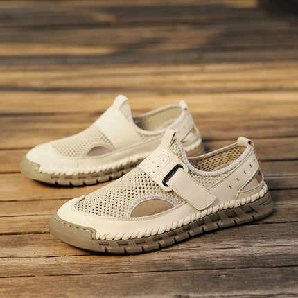 Spring and Summer New Products Cross-Border Hot-Selling Large Size Men's Mesh Shoes Outdoor Handmade Genuine Leather Casual Mesh Men's Sandals