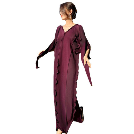 Cross-border Hot High-end Sense dress 2024 Summer New Irregular Pleated Elegant Ladies Dress Long Dress