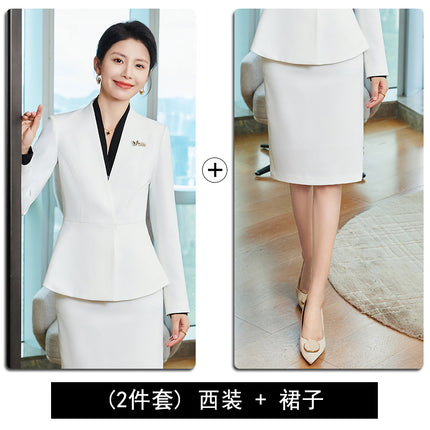 Suit Skirt, Business Attire, Goddess-Style Suit Set, Beauty Salon Front Desk, Hotel Sales Department, Jewelry Store Work Uniform