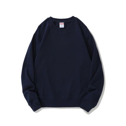 380g Heavyweight Pure Cotton Terry Sweatshirt Men's Sweatshirt American Retro Solid Color Long-Sleeve Crew Neck Unisex Customizable
