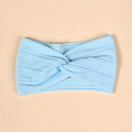 Cross-Border Kidsren's Hair Accessories European and American Popular Baby Cross Headband Jacquard Twist Bow Baby Pure Color Hairband