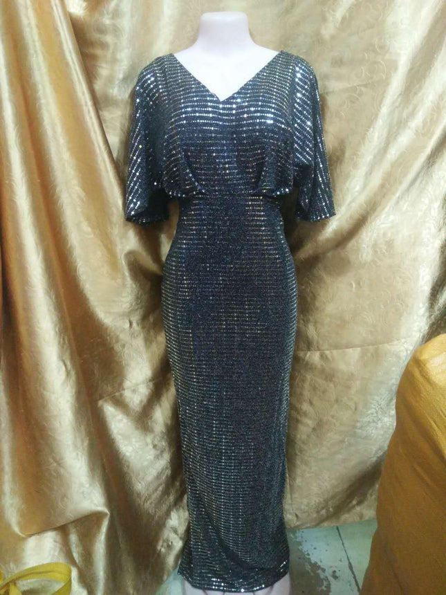 African women's clothing dress new gorgeous rhinestone sexy deep V party high waist mopping fishtail dress source