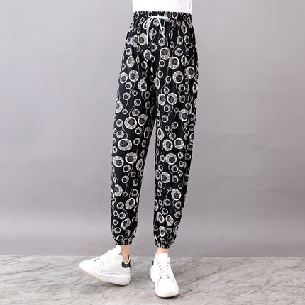 Cross-Border Popular Summer Women's Ice Silk Pants for Middle-Aged and Elderly, Loose Casual Home Pants, Elastic Plus-Size Pants for Square Dancing