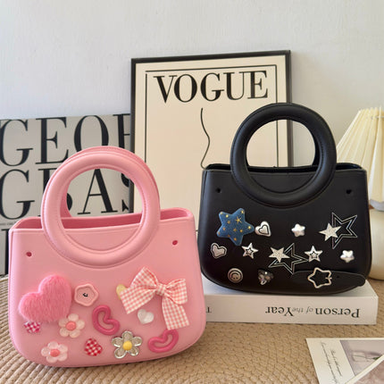 Cross-border new ladies handbag cartoon love fashion round travel storage bag eva hole bag beach bag