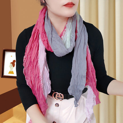Spring and Summer Cotton Linen Pressed Pleated Leopard Scarf Women Autumn and Winter New Stylish Fashion Beach Scarf Shawl