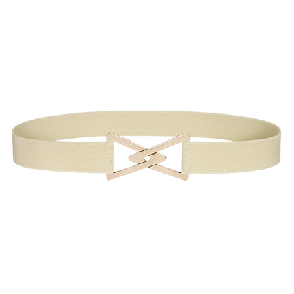 New Women's Elastic Waistband Gold and Silver Decorative Dress Elastic Thin Waistband Simple and Versatile Triangle Buckle