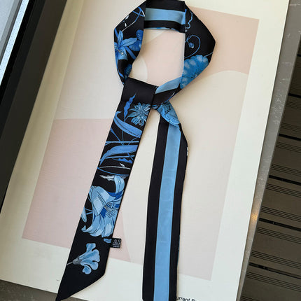 Lined Letter C Puppy Double-Layer Printed All-Match Tie Bag Ribbon Hair Band Ribbon Women's Decorative Small Scarf